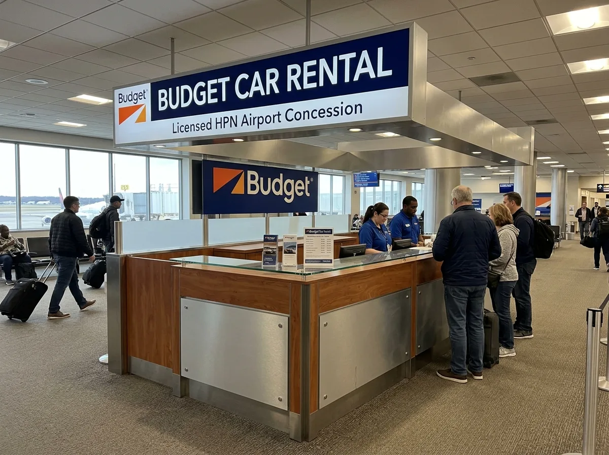 Budget Car Rental logo, licensed HPN Westchester airport concession